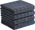 Homaxy 100% Cotton Terry Kitchen Towels, 4 Pack, Dark Grey | Ultra Soft and Absorbent Dish Towels for Kitchen, Suitable for Drying and Washing Dishes