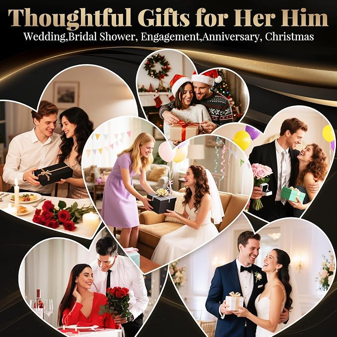 Linkax Wedding Gifts for Couples, Coffee Mugs with Photo Frame Makeup Bag | Christmas Gift for Couples Newlyweds Husband Wife His and Hers Couples Gift Bride to Be Bridal Shower Engagement Anniversary