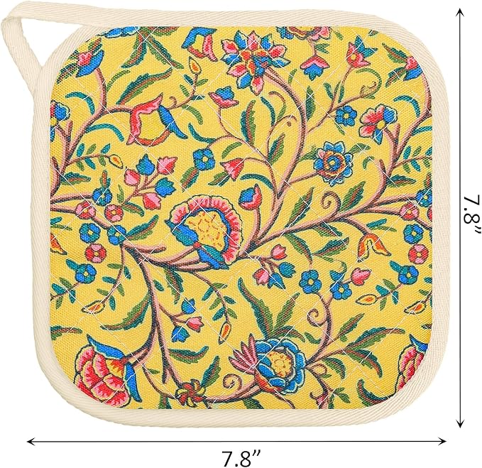6 Pack Pot Holders 100% Cotton Heat Resistant Potholder, Machine Washable Pot Holder, Hot Pads, Table Pads for Cooking Baking (A1)