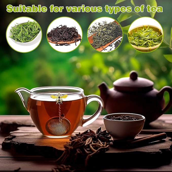 2PC Stainless Steel Mesh Tea Infuser,2.1 inch Tea Ball with Honey Bee | Tea Diffuser Tea Steeper for Filtering Tea,Tea Infusers for Loose Tea,Tea Strainer for Flavoring Herbal Spices and Seasonings