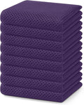 Homaxy 100% Cotton Waffle Weave Kitchen Dish Towels 8-Pack, Eggplant | 13 x 28 Inches, Ultra Soft Absorbent Dish Towels, Quick Drying Cleaning Towels