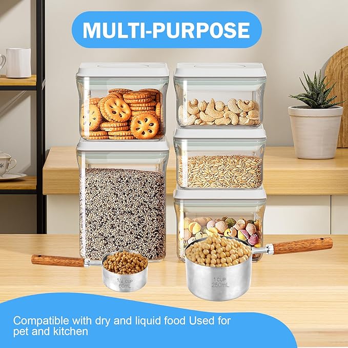 4 Pcs Dog Food Scoop Measuring-Cup, 1 Cup, 1/2 Cup, 1/3 Cup, 1/4 Cup, Stainless Steel Pet Food Scoops, Cat Food Measuring Cup