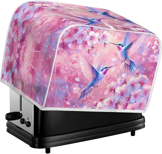 Hummingbird Flower 2 Slice Bread Toaster Cover, Bakeware Protector Kitchen Accessories Appliance Dust Cover Kitchen Decor Toaster Oven Covers for Home Decor