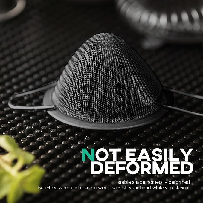 Homestia Kitchen 304 Stainless Steel Fine Mesh Strainer For Kitchen - Sieve Sifters For Food, Tea, Rice, Oil, Noodles, Fruits, Vegetables - Rust-Proof Drink Strainer (Black, 2 Pieces)