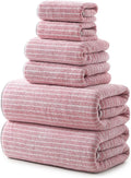 REDKISS 6-Piece Microfiber Bath Towel Set, Ultra Soft, Highly Absorbent & Quick Dry, 35x70 Inch Oversized, Pink Towels for Bathroom, Spa, Gym, 2 Bath 2 Hand 2 Washcloths