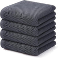 Kitinjoy 100% Cotton Waffle Weave Kitchen Towels, 4-Pack Super Soft and Absorbent Dish Towels for Drying Dishes, Kitchen Hand Towels, 13 in x 28 in, Dark Grey | Super Soft, Ultra-Absorbent, Fast Drying, lightweight, Quick Drying Kitchen Hand Towels