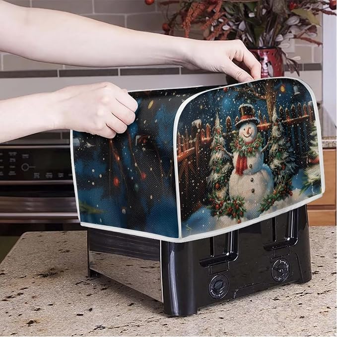 Christmas Snowman Toaster Cover Dustproof Cover 2 Slice Small Appliance Cover Bread Maker Cover Dust Protection & Waterproof Kitchen Accessories Kitchen Festival Decor