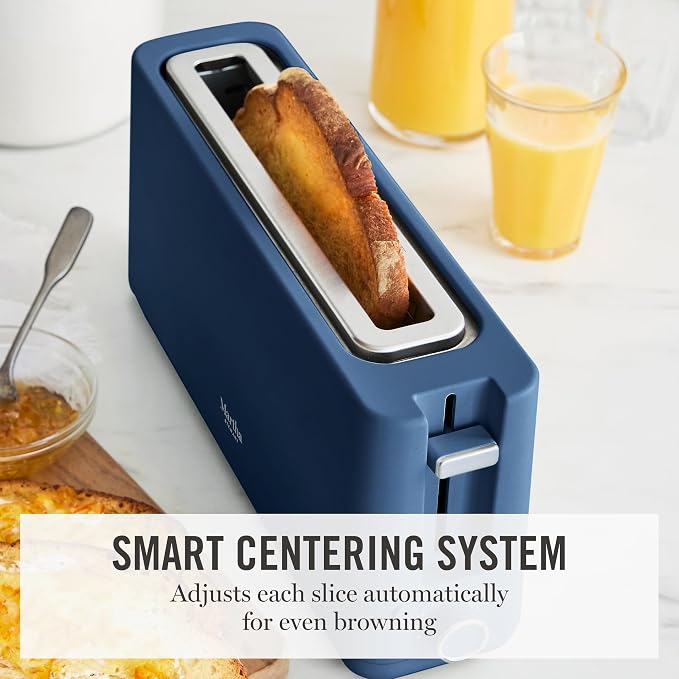 Martha Stewart 2 Slice Long Slot Toaster, Extra Wide, Indigo Blue | 10 Shade Settings, 10” Wide Slot, Sourdough, Bagels, Artisan Bread & Waffles, Smart Centering, Removable Crumb Tray