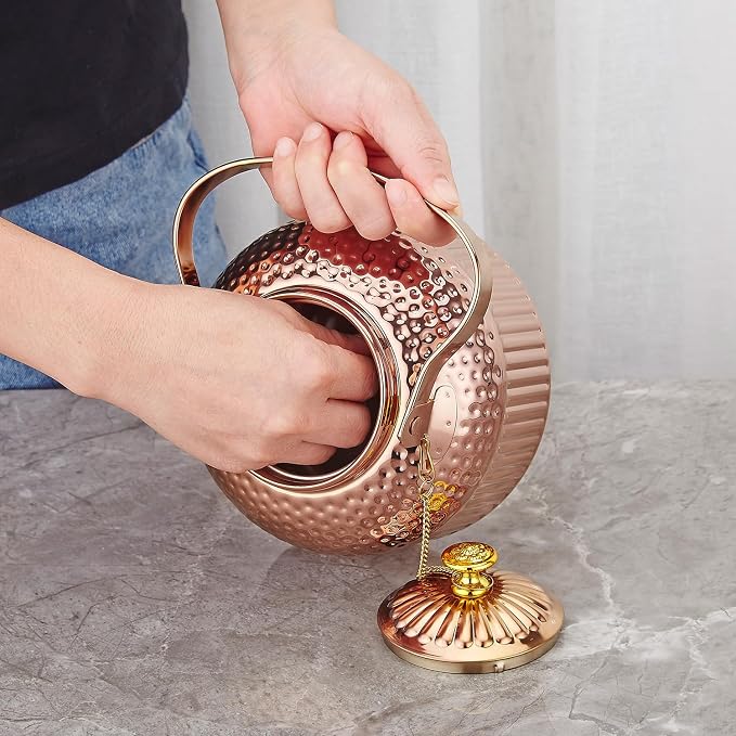 SANQIAHOME Antique 1.4L (45 Oz) Stainless Steel Teapot with Infuser Copper