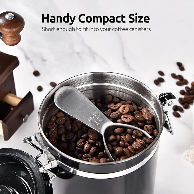 U-Taste 18/8 Stainless Steel Coffee Scoop: 2 Tbsp Scoop Measure Spoon, 2Pcs | Stainless Steel Tablespoon Measuring Spoon, Tablespoon Coffee Spoons, Short Handle Tbsp Scooper for Ground Coffee Bean Powder