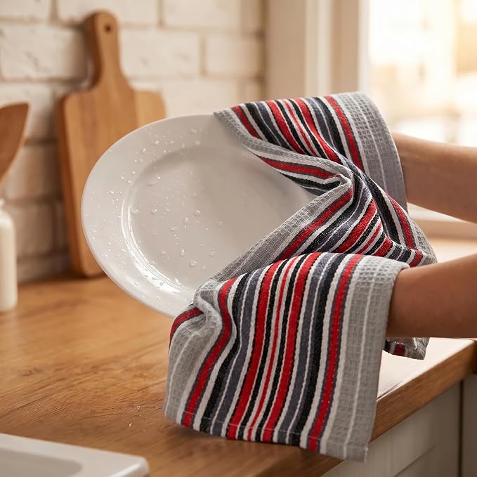 Urban Villa Kitchen Towels Cotton Dish Towels 20”x30” (Set of 6) Grey