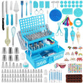 366-Piece Cake Decorating Kit, 60 Piping Tips with Storage Box | Complete set with 60 stainless steel piping tips, 100 piping bags, spatulas, scrapers, molds and a 3-tier storage box.