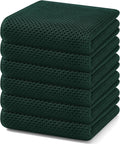 Homaxy 100% Cotton Waffle Weave Kitchen Dish Towels 6-Pack, Blackish Green | 13 x 28 Inches, Ultra Soft Absorbent Dish Towels, Quick Drying Cleaning Towels