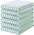 Mordimy Premium Cotton Kitchen Towels 16"x 25", Green Check Design, 6 Pack | Super Absorbent Terry Kitchen Hand Towels, Large Natural Ring Spun 360 GSM Dish Towels, Soft Tea Towels with Hanging Loop