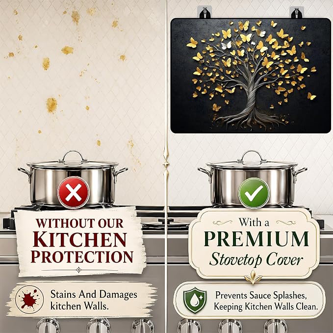 Stove Top Covers with A Non-slip Rubber Coating | protect Your Stove from Scratches, Extend Countertop Space, and Add A Classic Kitchen Touch