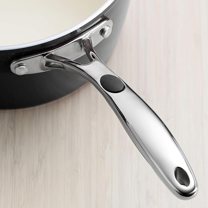 Tramontina Ceramica Deluxe 11-Inch Saute Pan with Lid | Ceramic Non Stick Deep Skillet, Oven-Safe, Metallic Black