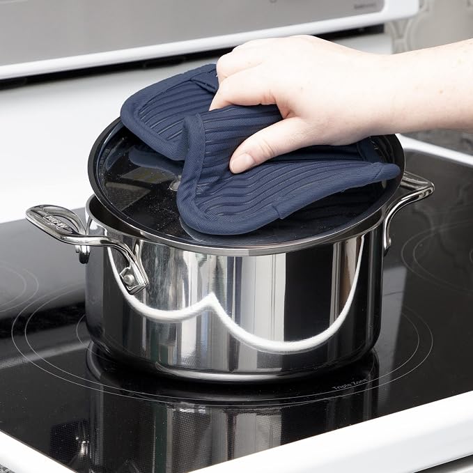 All-Clad Premium Pot Holder & Hot Pad: Heat Resistant to 500 Degrees - 100% Cotton, 10"x6.25" Hot Pad for Kitchen and Barbeque, (2-Pack), Indigo