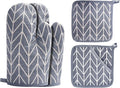 WinChange Oven Mitts and Potholders BBQ Gloves-Oven Mitts and Pot Holders Sets with Recycled Cotton Infill Silicone Non-Slip Cooking Gloves for Cooking Baking Grilling (4-Piece Set,Grey)