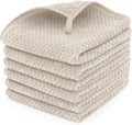 MaopaoBeauty 6 Piece Washcloth Set Set,100% Microfiber - Quick Dry, Thick, Soft, Plush and Highly Absorbent Luxury Hotel & Spa Bath Towel for Bathroom, Pack of 6, Khaki