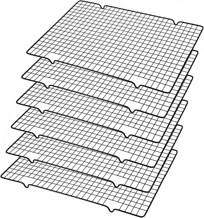6 Packs Cooling Racks 16"x10" Baking Rack for Cooking and Baking Oven Wire Rack Cooling Drying Roasting Rack Heavy Duty Baking Rack for Roasting Cooking Grilling Drying