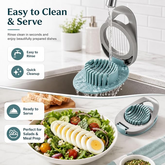Egg Slicer for Hard Boiled Eggs with Stainless Steel Wire | Egg Strawberry Cutter, Dishwasher safe