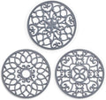 SMARTAKE 3 Set Silicone Trivet Mats for Hot Dishes Pots and Pans (Grey) | Heat Resistant Pots and Pans Holders, Non-Slip Flexible Pads Coasters for Countertops Table, Modern Kitchen Decor Accessories