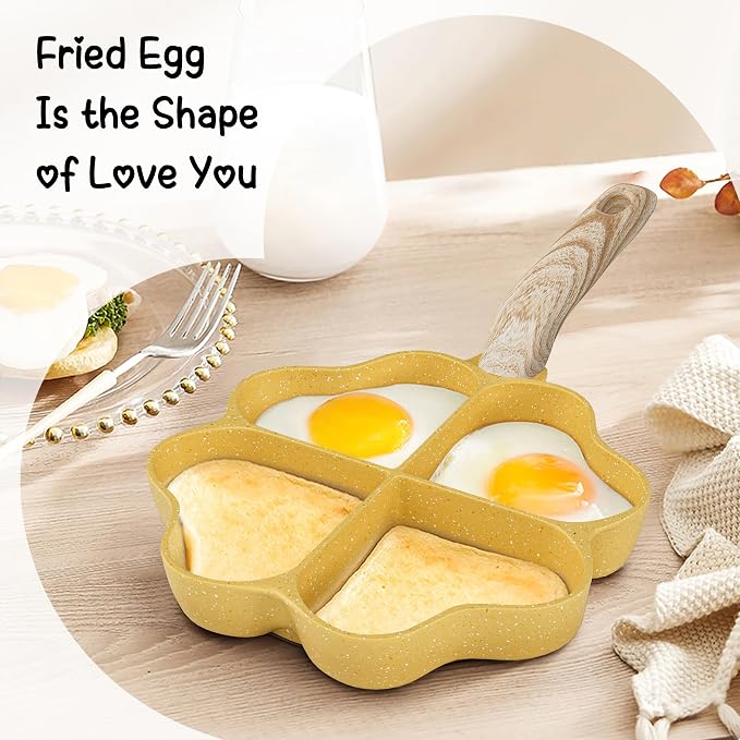 Caannasweis Egg Pan Omelette Pan, 4-Cup Nonstick Breakfast Pan | Skillet, Breakfast Frying Pan Egg Cooker Suitable for Gas Stove & Induction Cookware, PFOA PFOS Free, Yellow