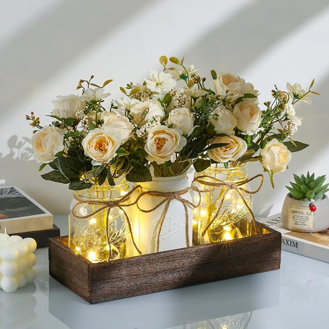 Spring Decor Centerpieces Decoration for Table Coffee Table Decor for Home | Rustic Farmhouse Decor for Home Décor Accents Kitchen Counter Decor Dining Room Living Bathroom,Orange