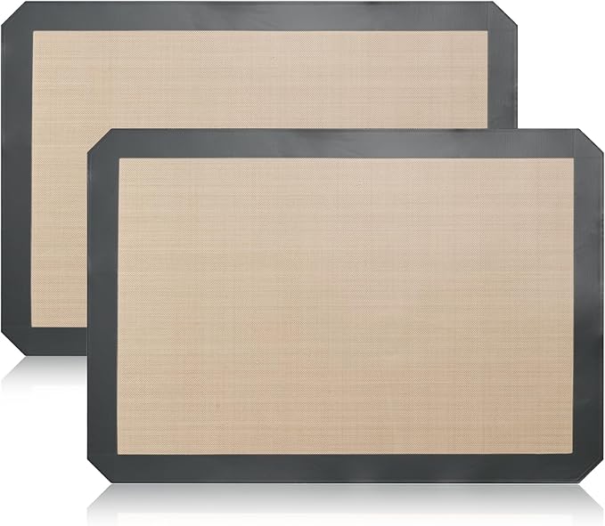 Luckyiren Silicone Baking Mat Set, Non-Stick Reusable Food-Grade Oven Liners, Half Sheet Size 16.54 x 11.62 Inch, Grey, 2 Pack