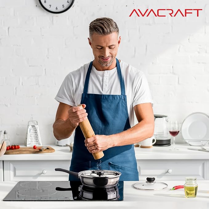 AVACRAFT Stainless Steel Egg Poacher Pan with 4 Egg Cups | Food-Grade Stainless Steel, Tempered Glass Lid, 4 Egg Cups, Induction Compatible, Dishwasher Safe, Multipurpose Pan