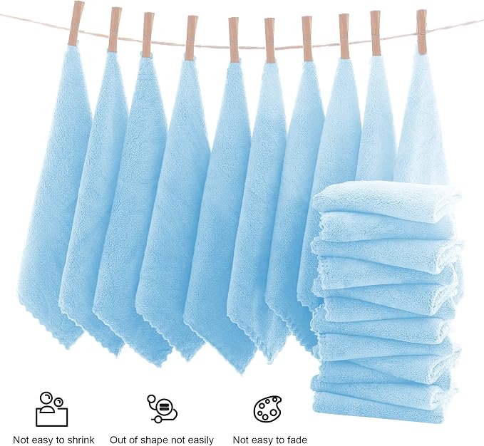 MOONQUEEN Ultra Soft Premium Washcloths Set - 12 x 12 inches - 72 Pack - Quick Drying - Highly Absorbent Coral Velvet Bathroom Wash Clothes (Aquamarine)