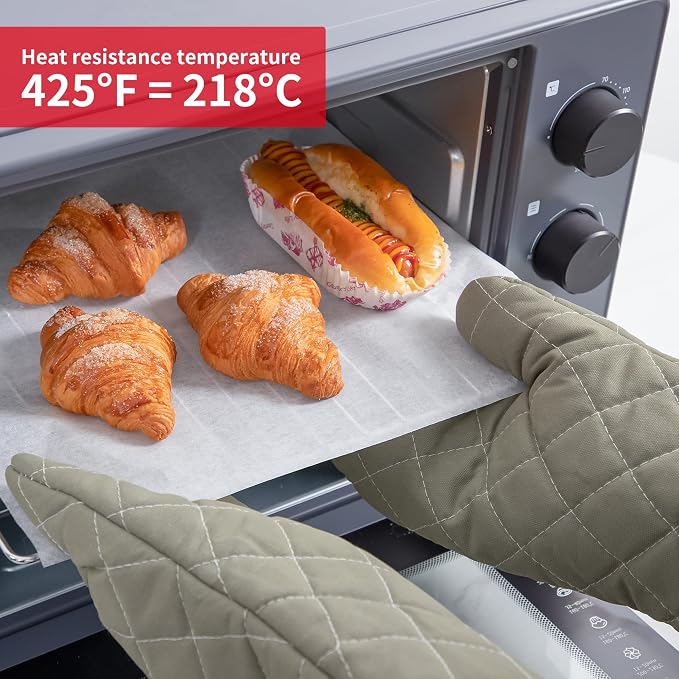 ARCLIBER 15" 425°F Terry Oven Mitts Quilted Heat Resistant Kitchen | Quilted Lining, 1 Pair, Heat Resistant, Classic, Cotton Blend, Cooking, Baking, Grilling, Non-Slip Grip