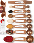 Styled Settings Copper Measuring Spoons Set with Leveler, 8-Piece | Double-Sided Nesting Magnetic Measuring Spoons, Stackable & Spice Jar Friendly -Stylish Copper Kitchen Accessories for Baking