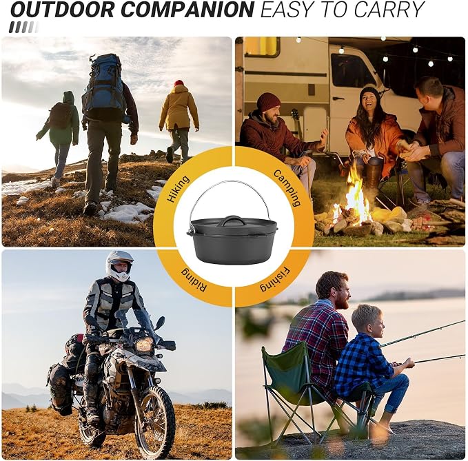 Northriver Casting Cast Iron Dutch Oven Pot with Lid, for Small Dishes, Side Dishes, Camping Cookware set, BBQ, Garlic Roaster, 1.5 Quart Pan