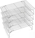 P&P CHEF 4 Tier Stackable Cooling Racks for Cooking and Baking, 15" x 10" | Stainless Steel Stackable Grid Cooling Rack for Cooling Roasting Grilling, Collapsible & Heavy Duty, Oven & Dishwasher Safe