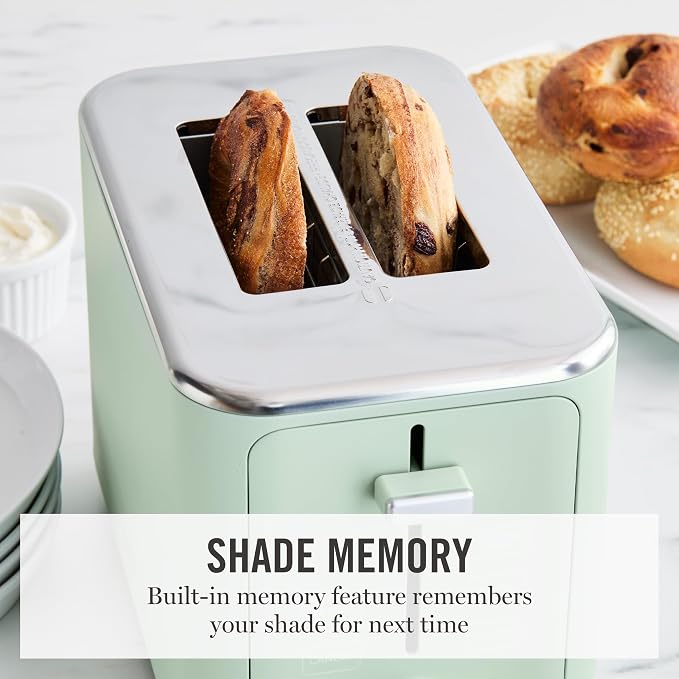 Martha Stewart 2-Slice Toaster, 3 Presets & 10 Shade Settings, Honeydew | Gluten-Free, Bagels, Extra-Wide Self Centering Slots, Waffles & Artisan Bread, Shade Memory, Cord Wrap & Removable Crumb Tray