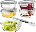 Vtopmart 5Pack 5oz Small Glass Storage Containers Set With Lids, Grey | Glass Meal Prep Food and Sauce Container Sets with Snap Airtight Lid for Microwave, Oven, Freezer and Dishwasher, BPA Free