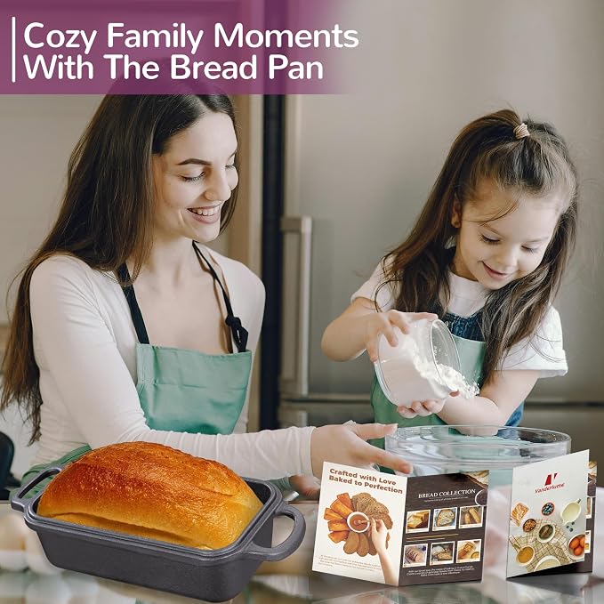 Cast Iron Loaf Pan with Lid 9x5 Inch,Sourdough Pan | 2 in 1 Loaf Pans for Baking Bread, Even Heat Distribution for Sourdough, Homemade Bread
