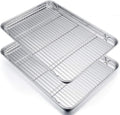 P&P CHEF 19.6 Inch Baking Sheet with Rack Set, Pans with Flat Racks | 2 Baking Sheets + 2 Cooling Wire Racks, Dishwasher & Oven Safe, Non-toxic & Lasting Use, Fit for Regular Oven