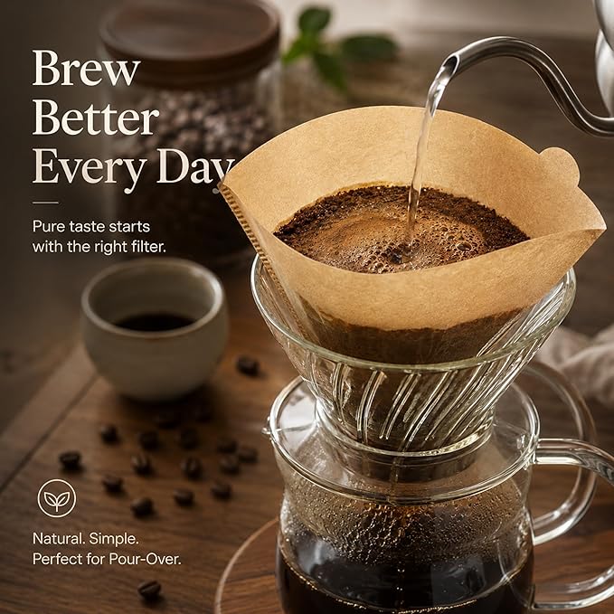 200 Count Coffee Filters #4 Cone Paper Unbleached, Disposable Cone Coffee Filters 8-12 Cup, Number 4 Coffee Paper Filters Fits For Pour Over and Compatible with Drip Coffee Maker