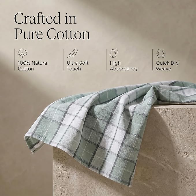 Urban Villa Kitchen Towels Cotton Dish Towels 20”x30” (Set of 6) Majestic Checks