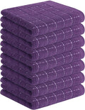 Homaxy 100% Cotton Terry Kitchen Towels, 7 Pack, Purple | Ultra Soft and Absorbent Dish Towels for Kitchen, Suitable for Drying and Washing Dishes