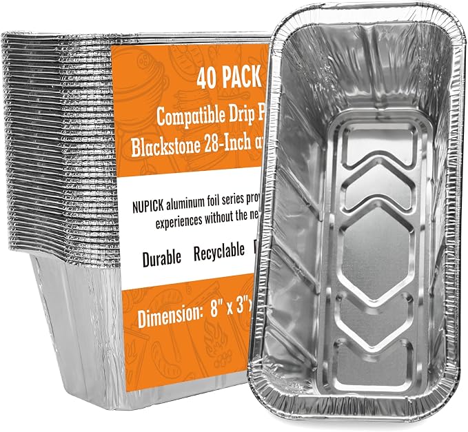 NUPICK 40 Pack Grease Cup Liners for Blackstone 17"/22"/30"/28"/36" Griddle | Griddle Accessories for Blackstone, Easy Cleaning Disposable Aluminum Grease Traps & Drip Pans for Blackstone Catcher, 5017