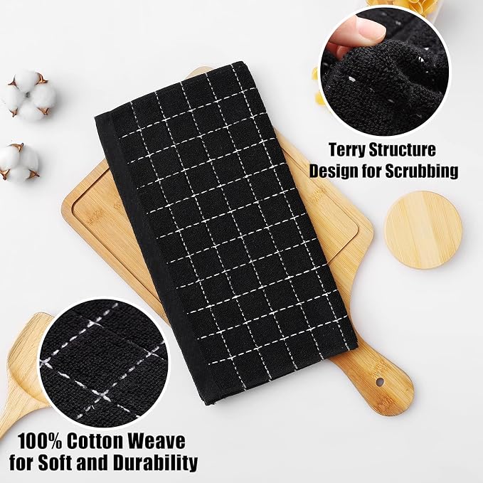 Homaxy 100% Cotton Terry Kitchen Dish Cloths, 6 Pack, Multiple Color | Ultra Soft and Absorbent, Suitable for Drying and Washing Dishes