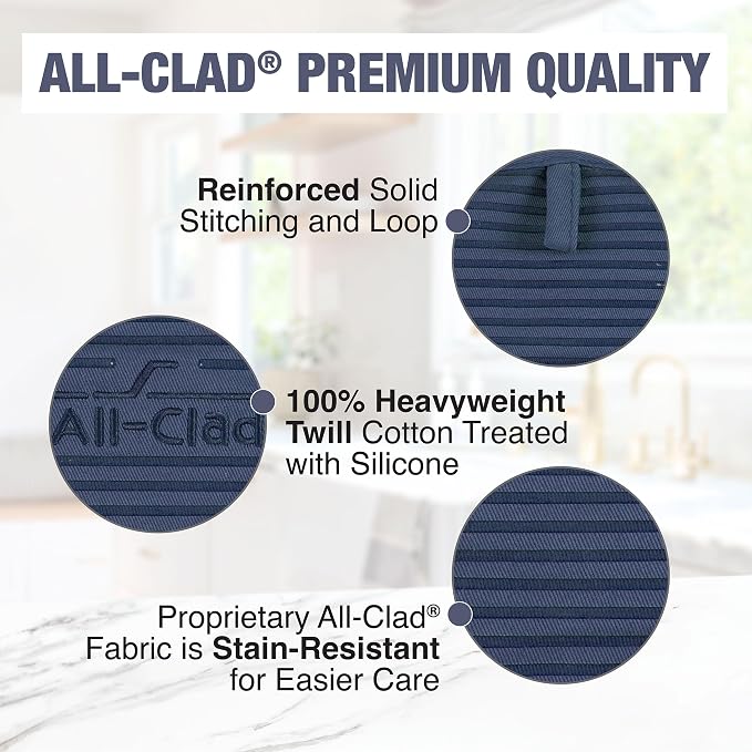 All-Clad Premium Pot Holder & Hot Pad: Heat Resistant to 500 Degrees - 100% Cotton, 10"x6.25" Hot Pad for Kitchen and Barbeque, (1-Pack)