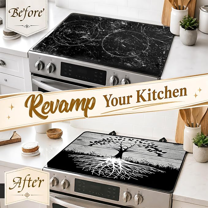 Stove Top Covers with A Non-slip Rubber Coating | protect Your Stove from Scratches, Extend Countertop Space, and Add A Classic Kitchen Touch