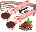 2-in-1 Coffee Scoop with Funnel, 2 Tbsp Measuring Spoon for Reusable K Cups, Ground Coffee, Protein Powder & Tea, Mess-Free Plastic Design（Pink-2pack）