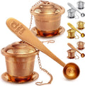 Tea Infuser Set of 2 with Tea Scoop & Drip Trays - 304 Stainless Steel Ultra Fine Mesh Loose Leaf Tea Strainer, Reusable Tea Steeper Basket for Rooibos, Green, Black, Herbal & Oolong Tea, etc