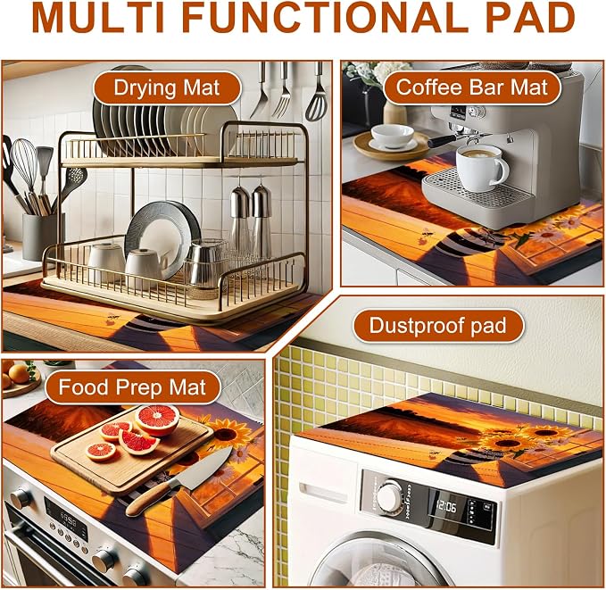 HOMETITUTE Spring Stove Top Cover 28x20 Sunflowers Sunset Heat Resistant Protector