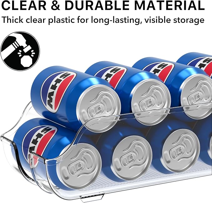 Simple Houseware Soda Can Organizer Dispenser Refrigerator/Pantry, Set of 6 | Clear